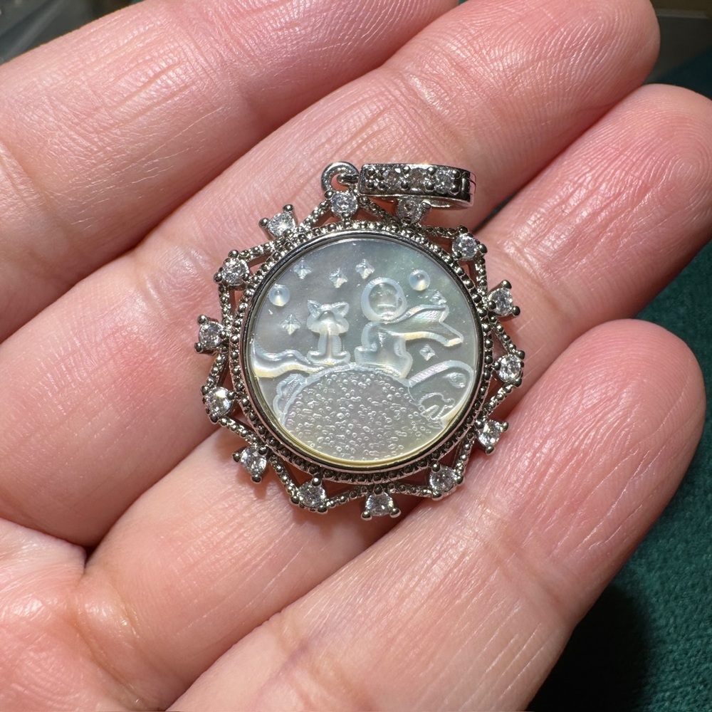 Little Prince Mother of Pearl Pendant with CZ – No Chain - Picture 3 of 3